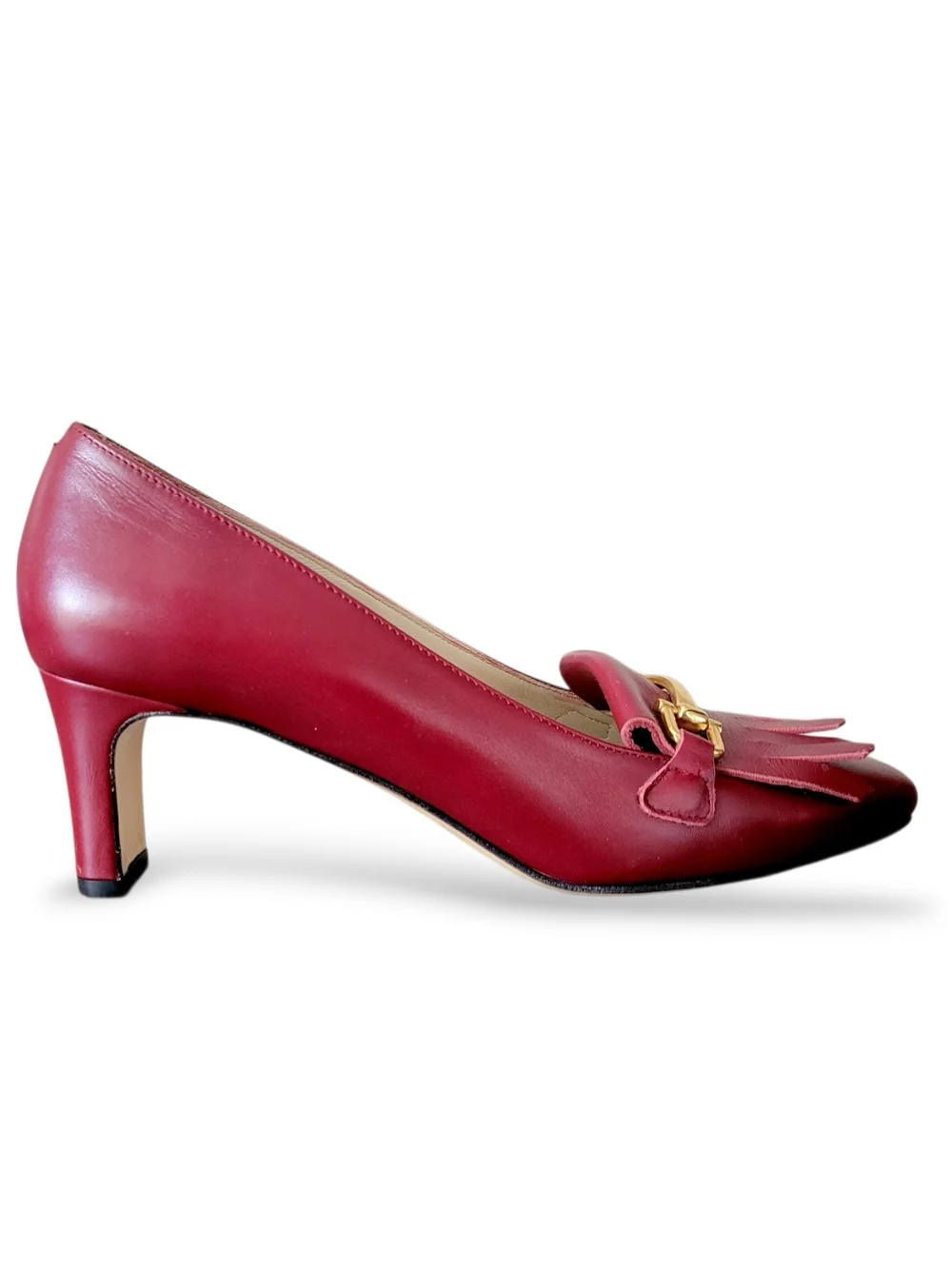 Amalfi Rangoni Italy Burgundy Kiltie Horsebit Heels 7 - Picture 10 of 11